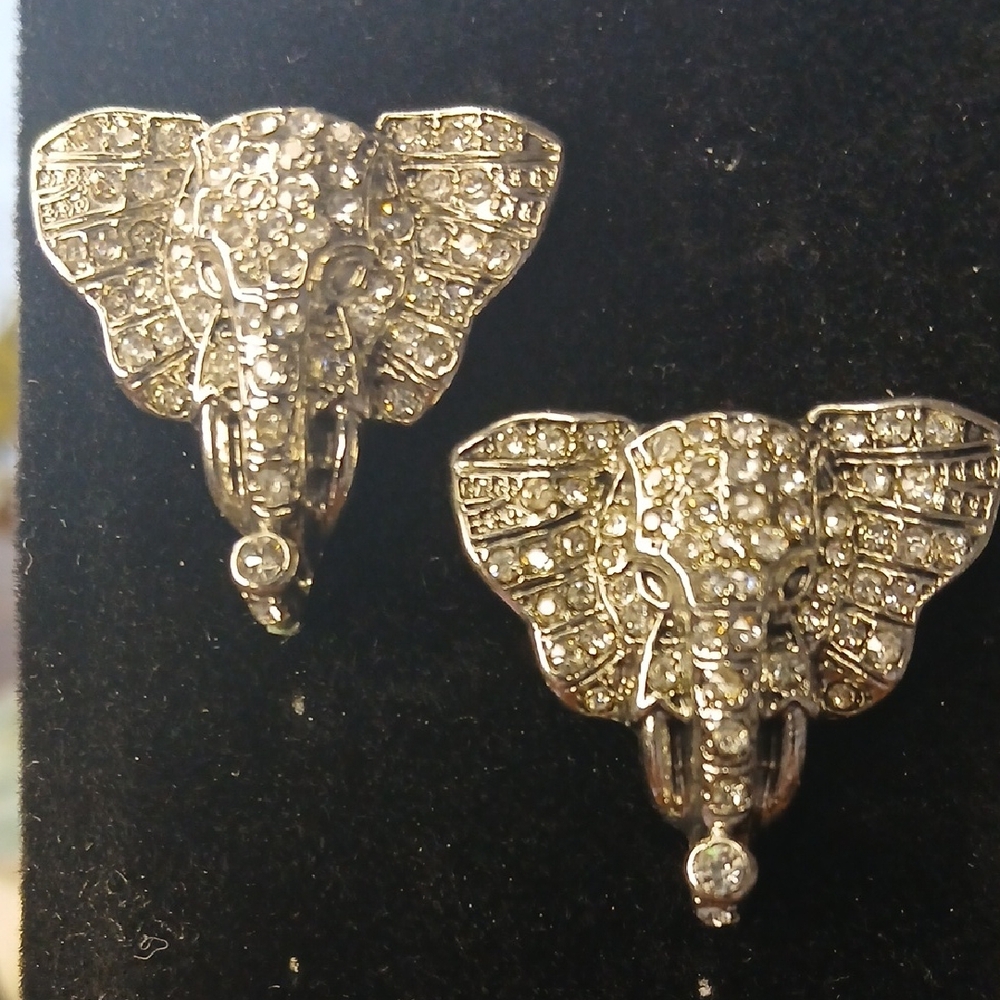 Sparkling Silver Elephant Earrings